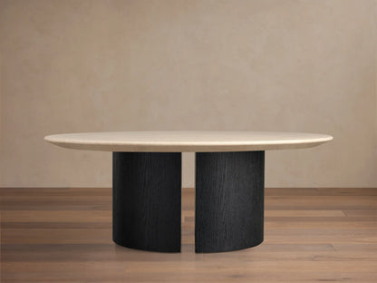 Saint Germain Round Stone Coffee Table with Dauphine Base