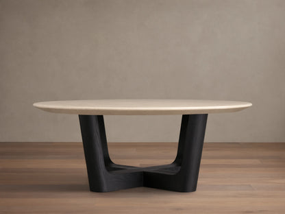 Saint Germain Round Stone Coffee Table with Rennes Base