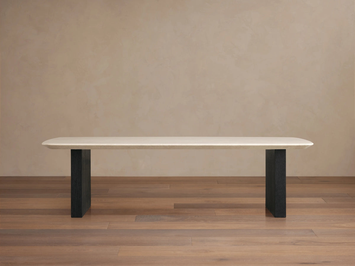 Saint Germain Stone Top Coffee Table with Wood Clement Base