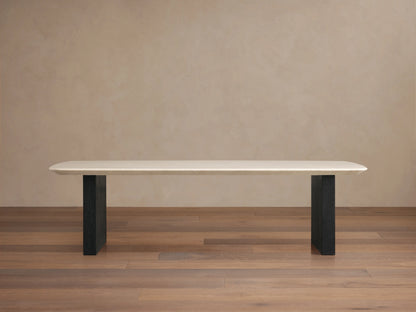 Saint Germain Stone Top Coffee Table with Wood Clement Base