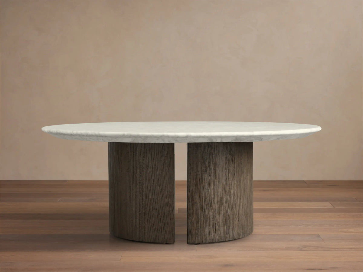 Saint Germain Round Stone Coffee Table with Dauphine Base