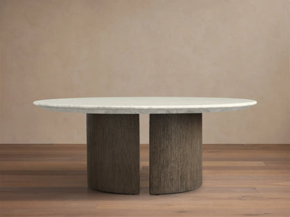 Saint Germain Round Stone Coffee Table with Dauphine Base