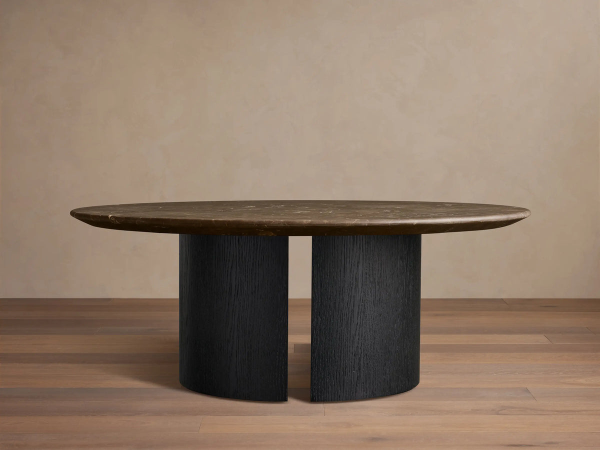 Saint Germain Round Stone Coffee Table with Dauphine Base