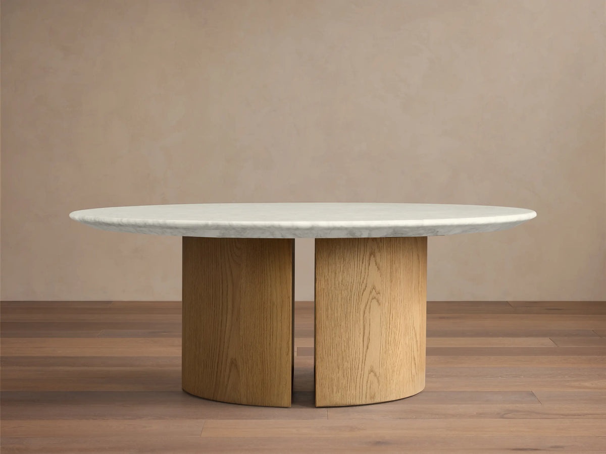 Saint Germain Round Stone Coffee Table with Dauphine Base