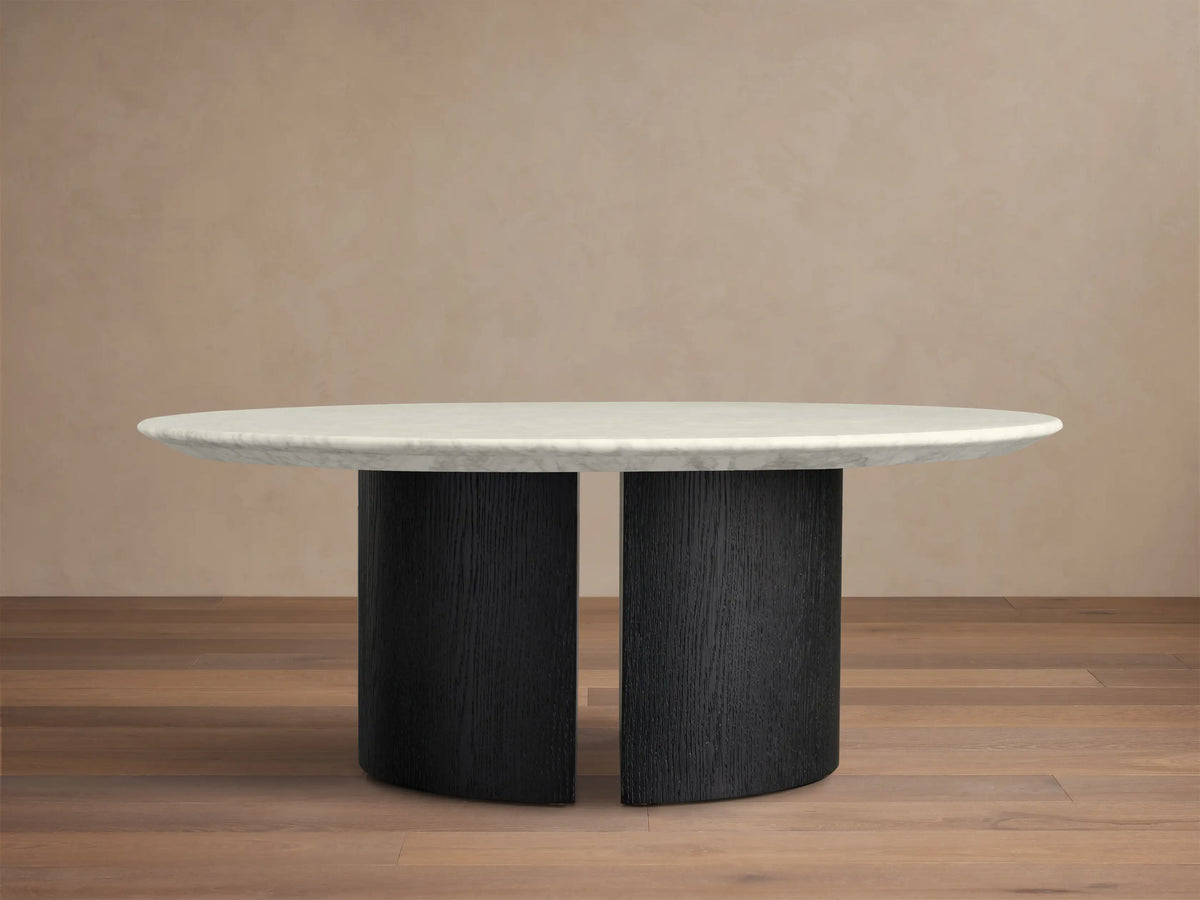 Saint Germain Round Stone Coffee Table with Dauphine Base