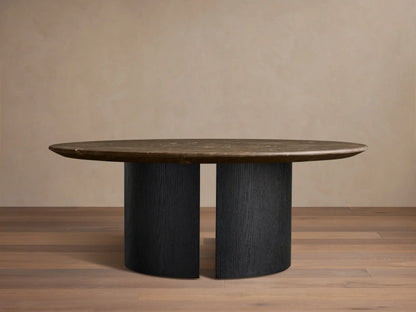 Saint Germain Round Stone Coffee Table with Dauphine Base