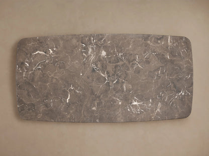 Dark espresso brown stone tabletop with white veining and natural mineral patterns, slightly rounded edges on the Saint Germain Coffee Table.