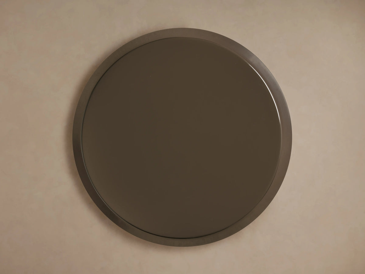 Eris Lacquer Stool with a brown, high-gloss finish showcasing its smooth, reflective surface and geometric silhouette.