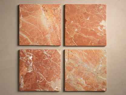 Close-up of the Rojo Alicante marble on the Lysa Coffee Table.