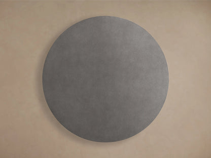 Malone Round Plinth Coffee Table with a round, gray shagreen-patterned tabletop against a neutral background.