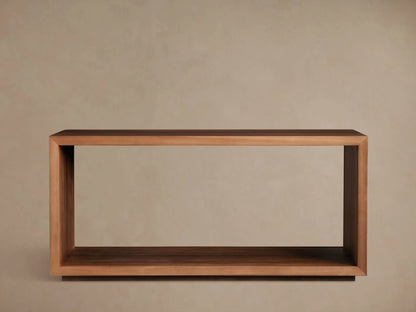 Mihaela Console Table close-up showing solid Romanian oak with visible wood grain and hand-carved details with brass accents.