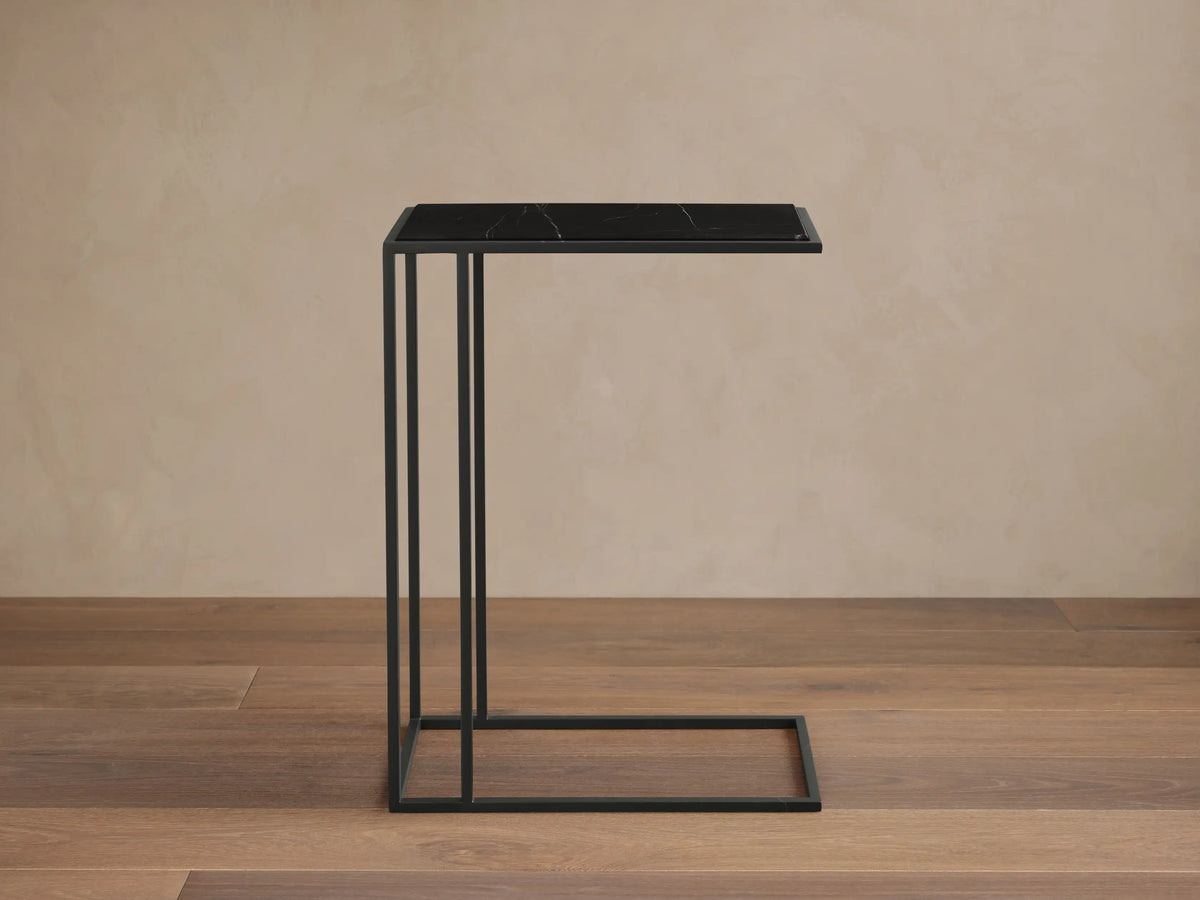 Mills 18" C-Table in Black Marquina and Matte Black (1 of 5)
