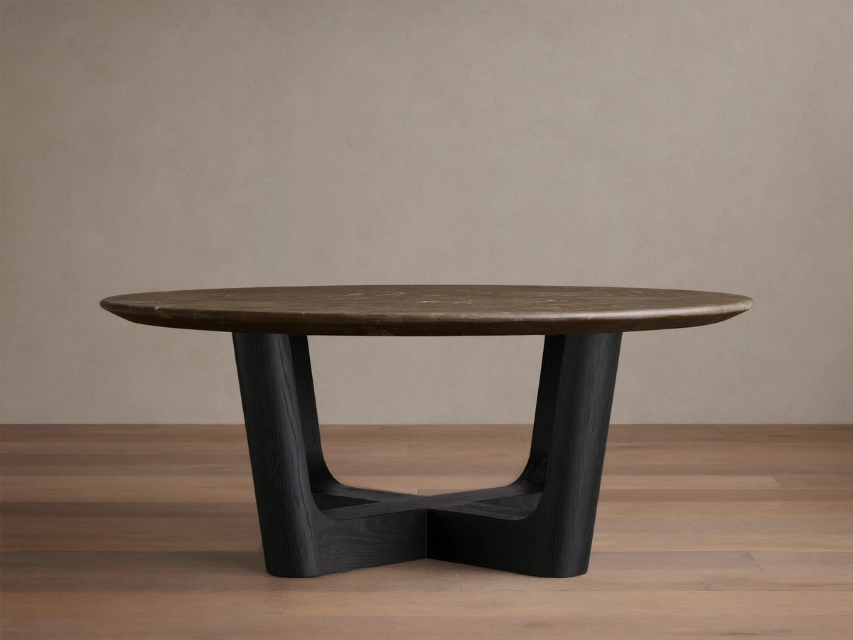 Saint Germain Round Stone Coffee Table with Rennes Base