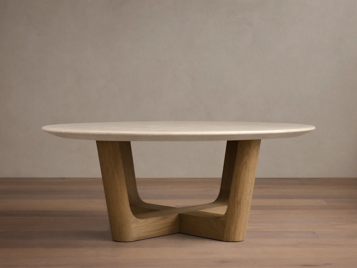 Saint Germain Round Stone Coffee Table with Rennes Base