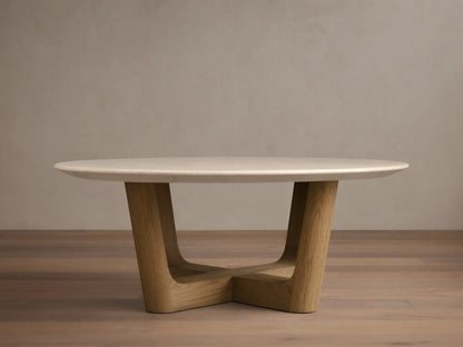 Saint Germain Round Stone Coffee Table with Rennes Base