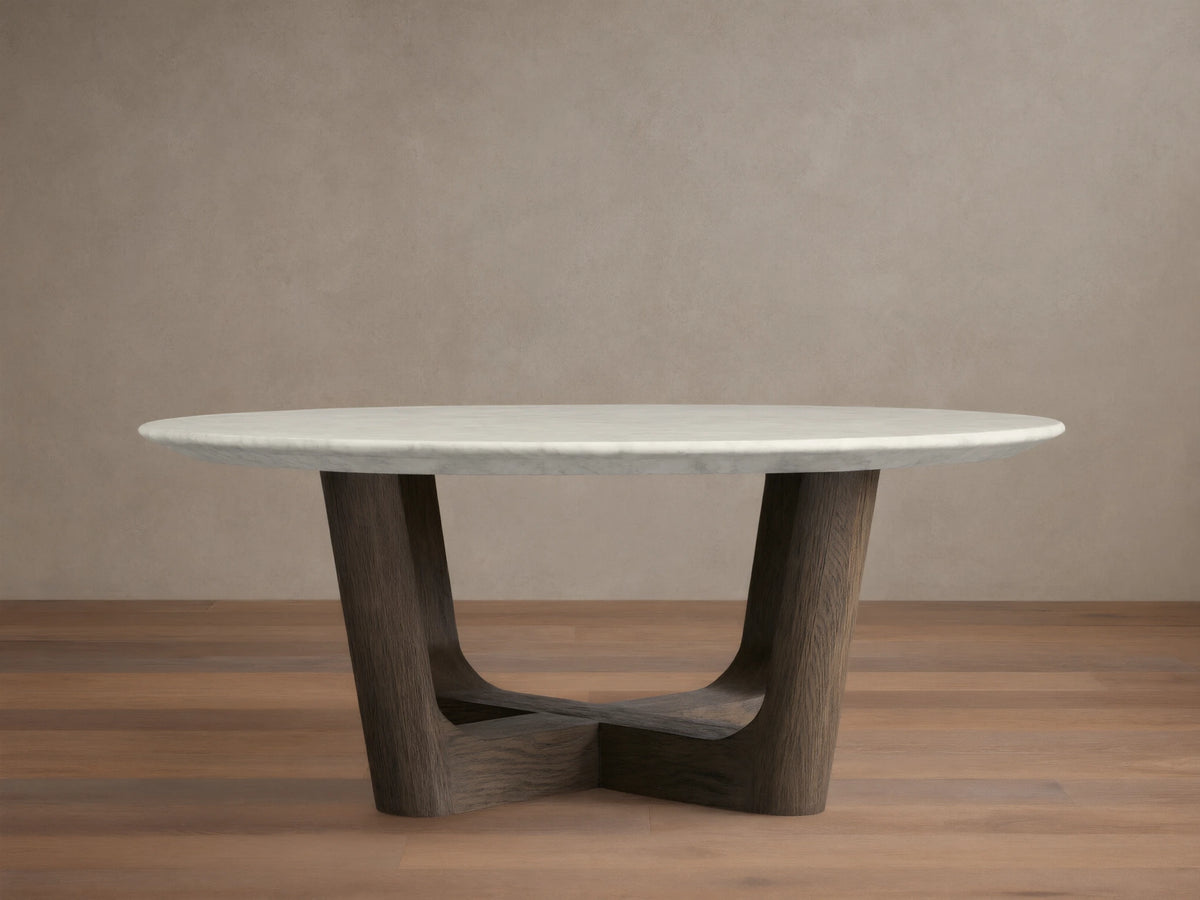 Saint Germain Round Stone Coffee Table with Rennes Base