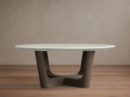 Saint Germain Round Stone Coffee Table with Rennes Base