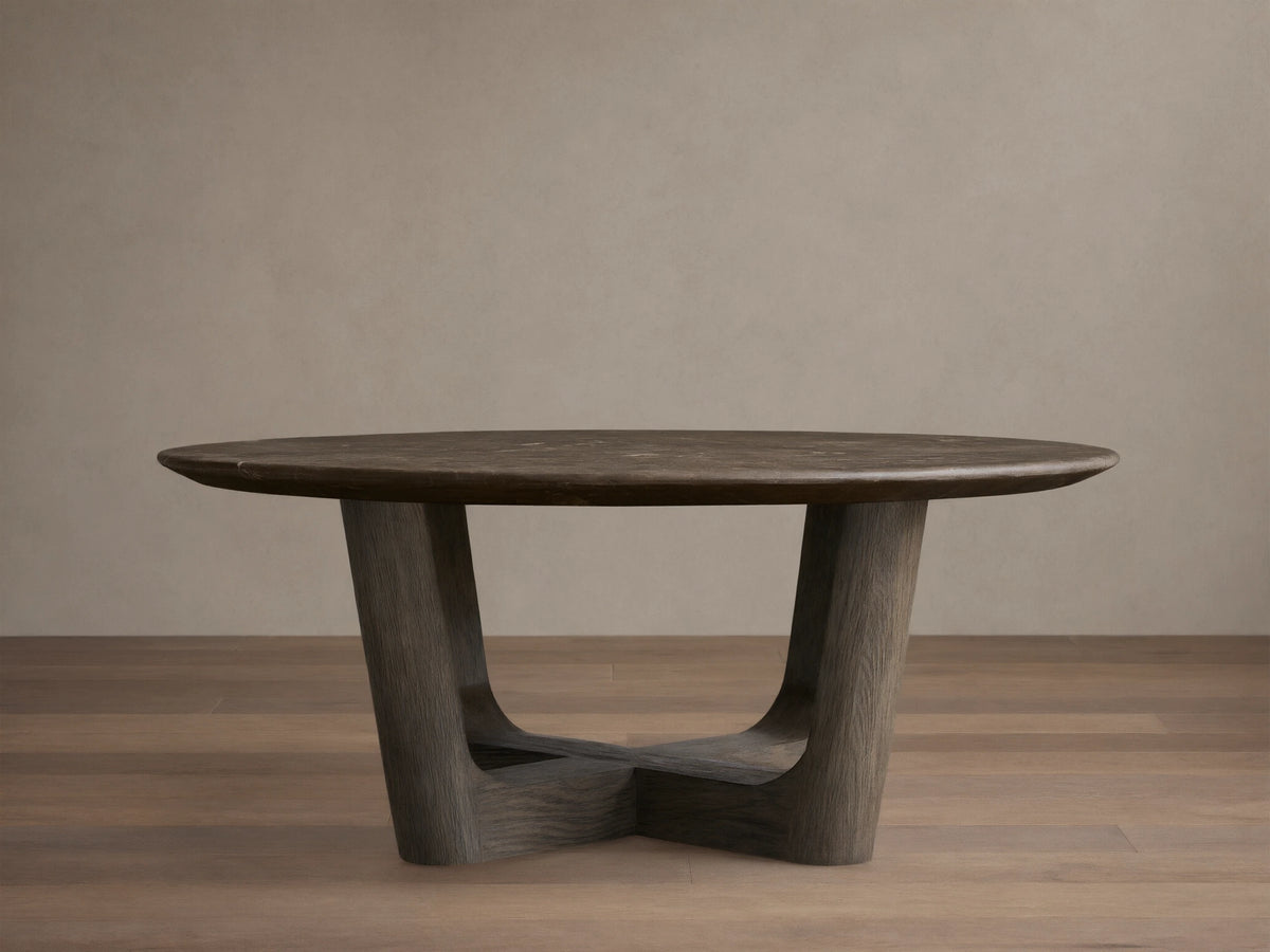 Saint Germain Round Stone Coffee Table with Rennes Base
