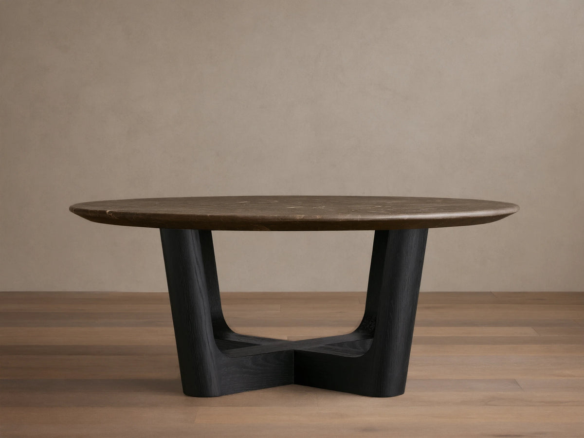 Saint Germain Round Stone Coffee Table with Rennes Base