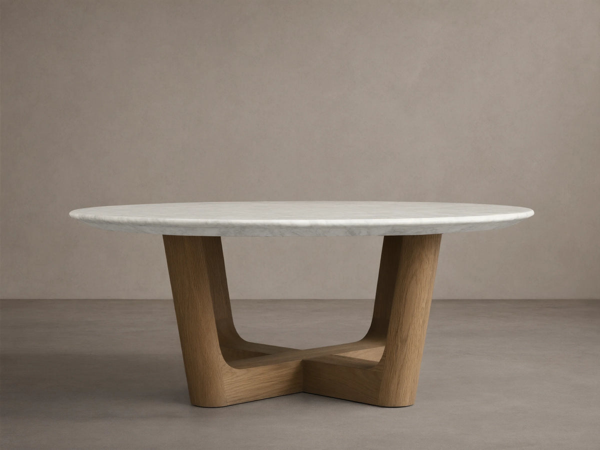 Saint Germain Round Stone Coffee Table with Rennes Base