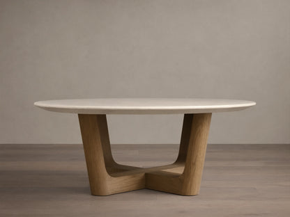 Saint Germain Round Stone Coffee Table with Rennes Base