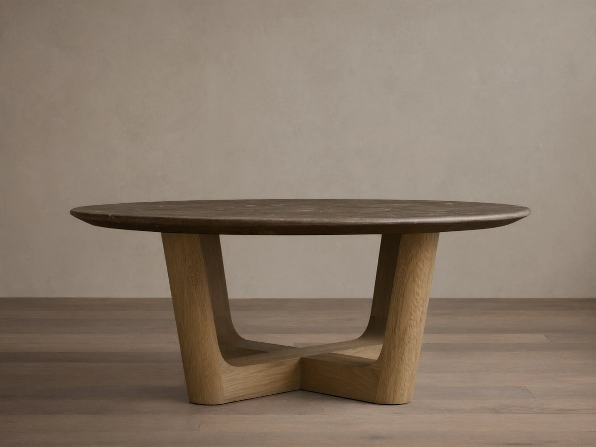 Saint Germain Round Stone Coffee Table with Rennes Base
