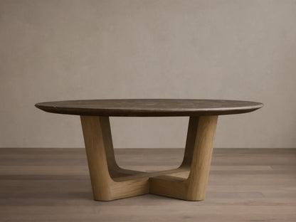 Saint Germain Round Stone Coffee Table with Rennes Base