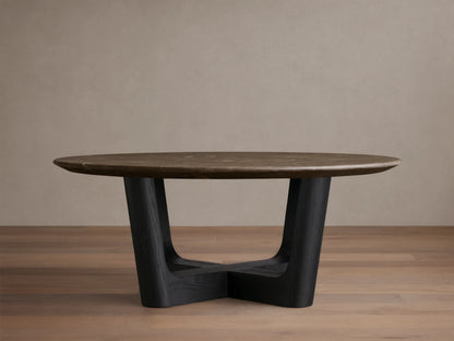 Saint Germain Round Stone Coffee Table with Rennes Base