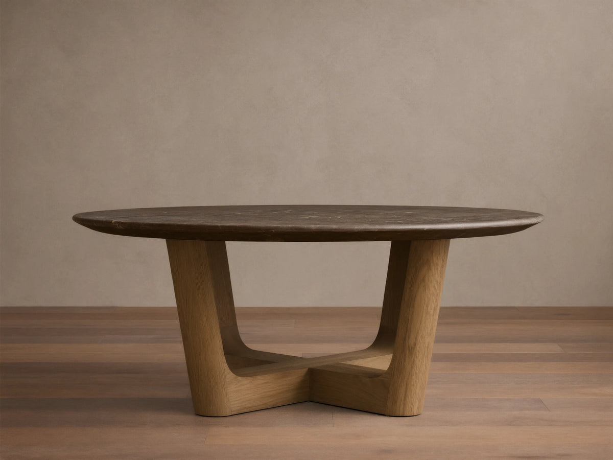 Saint Germain Round Stone Coffee Table with Rennes Base