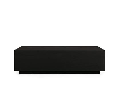 Sullivan Coffee Table with a rectangular black surface displays natural wood grain and textures, set against a neutral background.