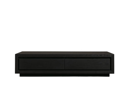 Top view of the Sullivan Storage Coffee Table featuring a rectangular black surface with subtle wood grain patterns.