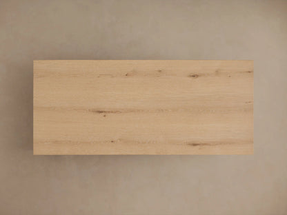 Sullivan Storage Coffee Table made from European oak with two open soft-close drawers revealing a smooth interior.