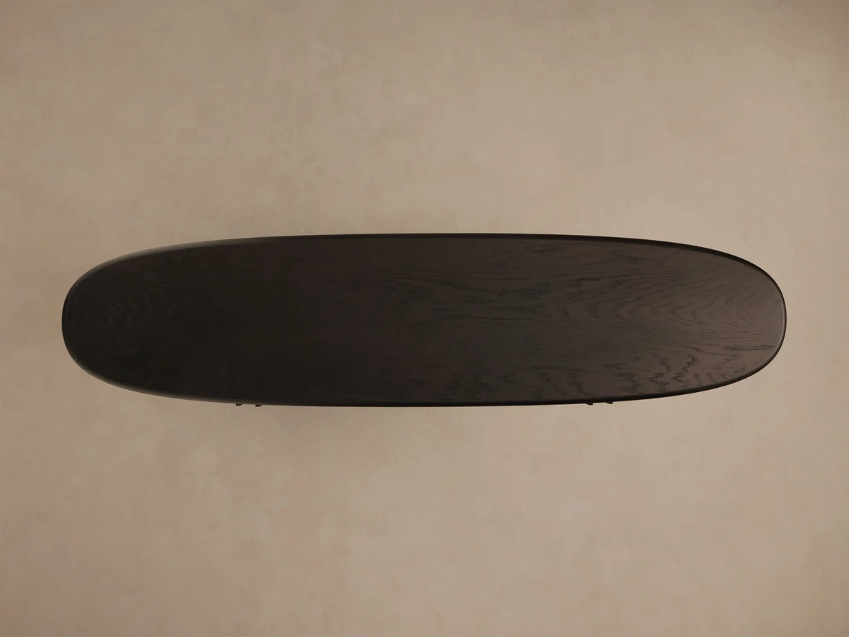 Top view of the Abanos Bexler Sideboard, showing the dark wood grain surface.