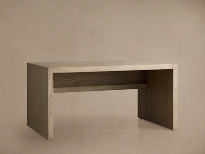 Bodhi Modular Desk made of solid white oak with wire-brushed finish, showing a rectangular shape and clean lines, on a neutral background.