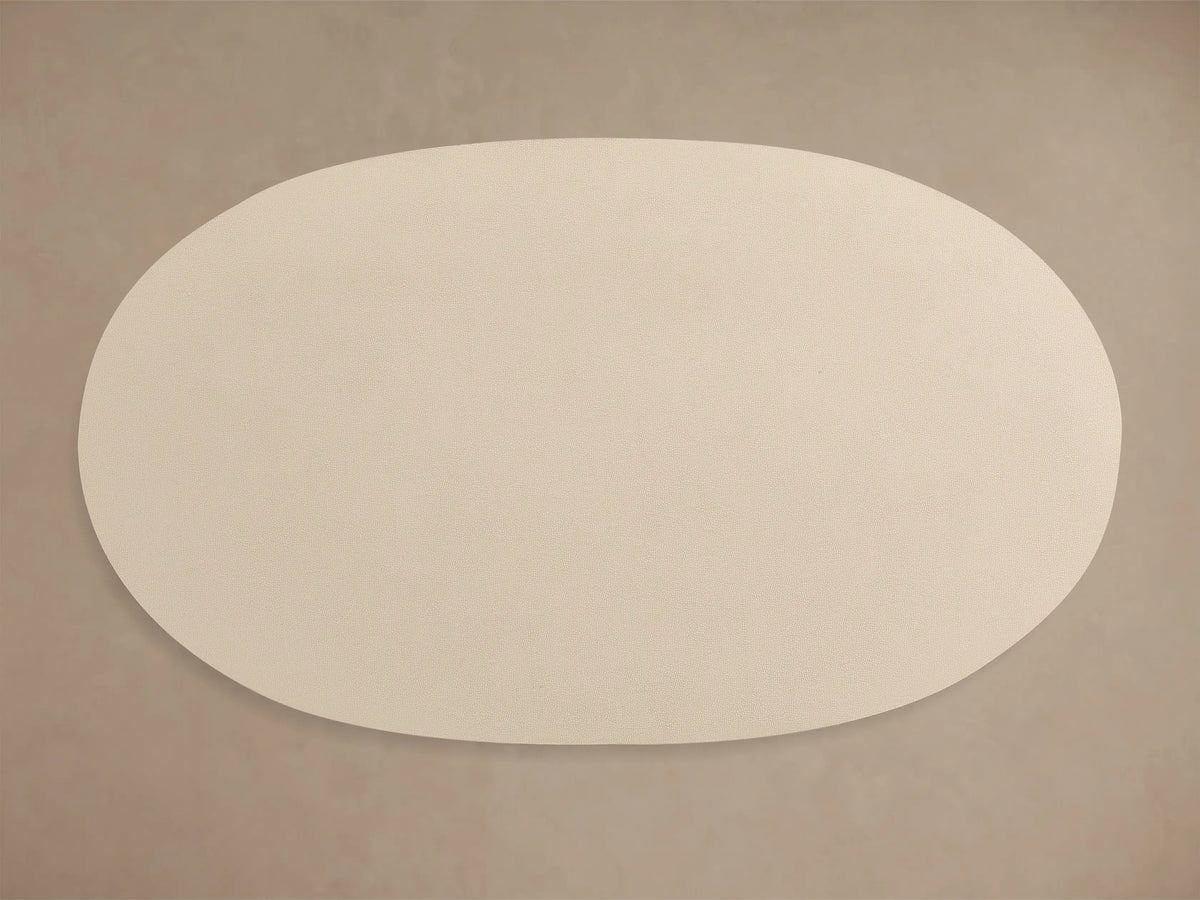 Close-up of the light beige reconstituted leather with shagreen detailing on the Malone Writing Desk.