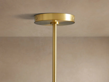 Organic 16" Pendant: Clear, bell-shaped, bubble-textured glass shade with a brass fixture and an exposed filament bulb.