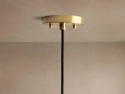 Organic 8" Pendant close-up: seeded clear glass shade with an organic shape, brass-toned fitting, and glowing filament bulb.