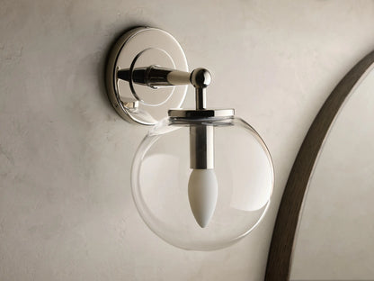 Fulton Sconce in Nickel with Clear Globe (1 of 4)