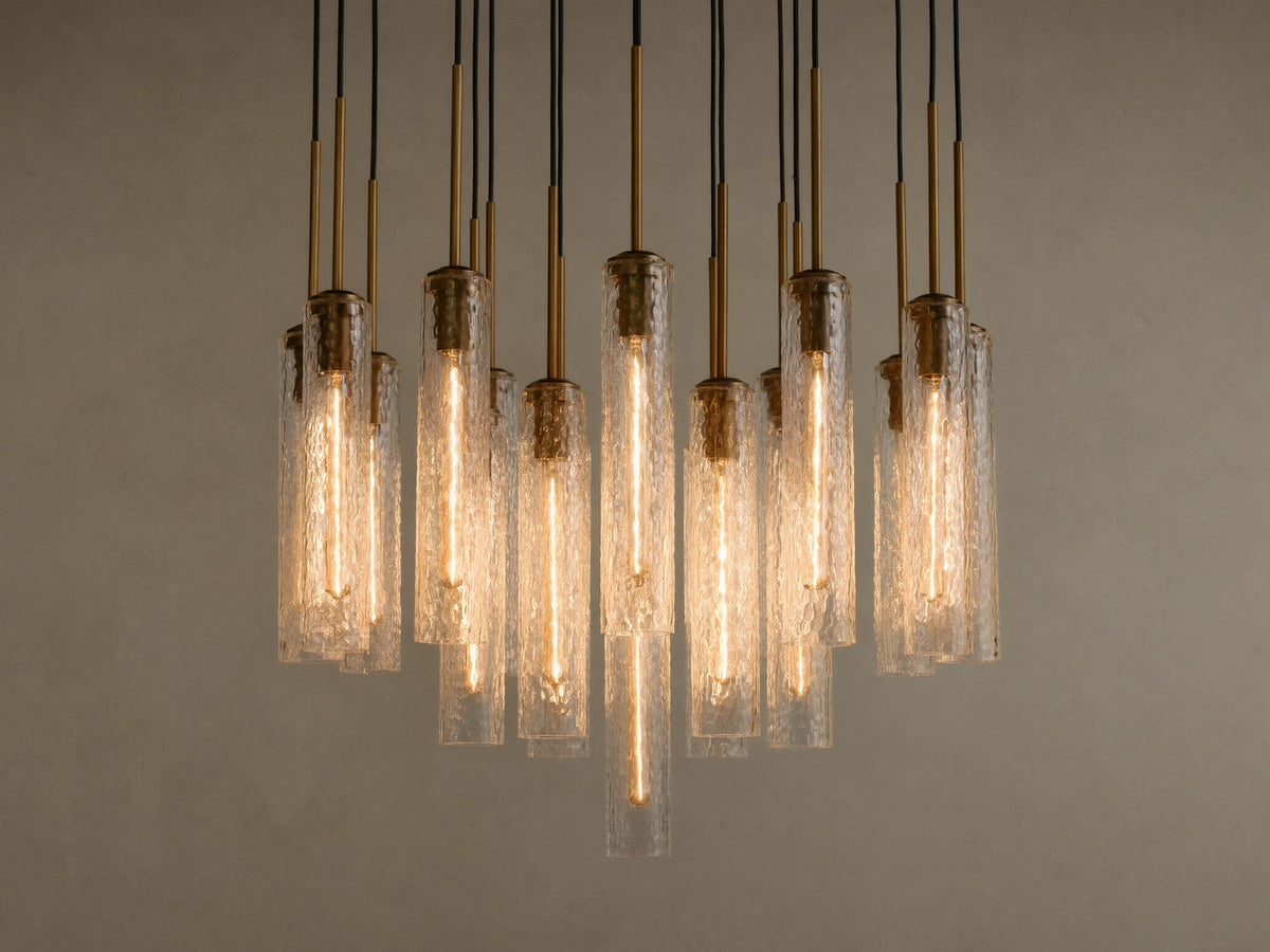 Colleena 36" Round Chandelier with Hammered Glass in Brass (1 of 4)