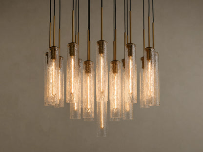 Colleena 36" Round Chandelier with Hammered Glass in Brass (1 of 4)