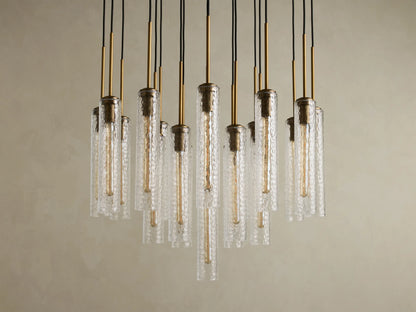 Colleena 36" Round Chandelier with Hammered Glass in Brass (3 of 4)