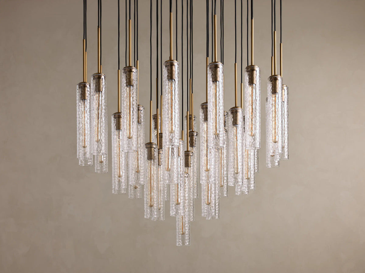 Colleena 48" Round Chandelier with Hammered Glass in Brass (4 of 4)