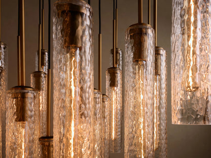 Colleena 48" Round Chandelier with Hammered Glass in Brass (3 of 4)