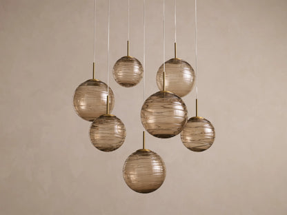 Casen 34" Round Chandelier in Brass with Brown Sugar Globes (1 of 4)