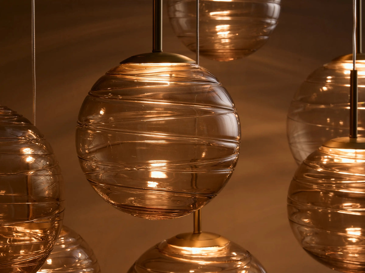Casen 43" Round Chandelier in Brass with Brown Sugar Globes (3 of 4)