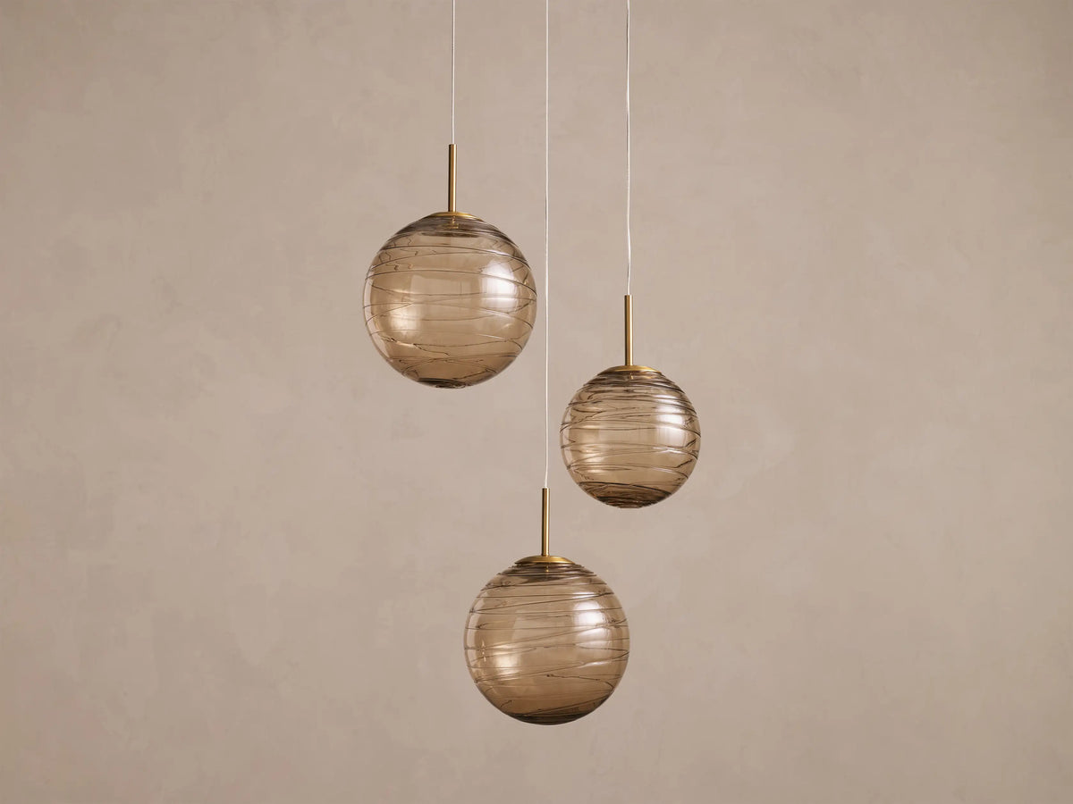 Casen 20" Round Chandelier in Brass with Brown Sugar Globes (2 of 5)