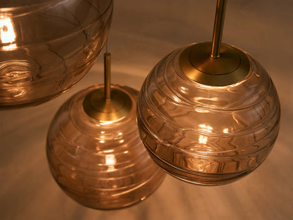 Casen 20" Round Chandelier in Brass with Brown Sugar Globes (3 of 5)