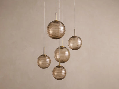 Casen 28" Round Chandelier in Brass with Brown Sugar Globes (1 of 4)
