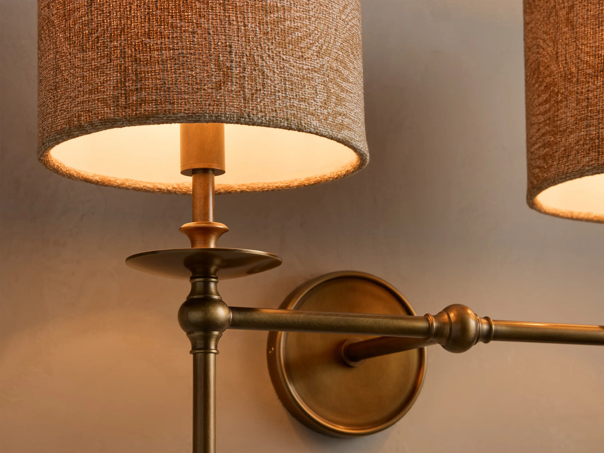 Winslow 2 Light Wall Sconce in Brass with Orange Shade (3 of 3)