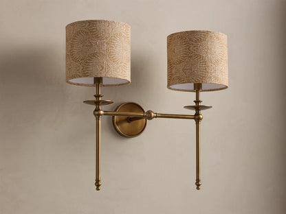 Winslow 2 Light Wall Sconce in Brass with Orange Shade (1 of 3)